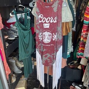 Custom made* Coors Banquet Fringe Tank dress